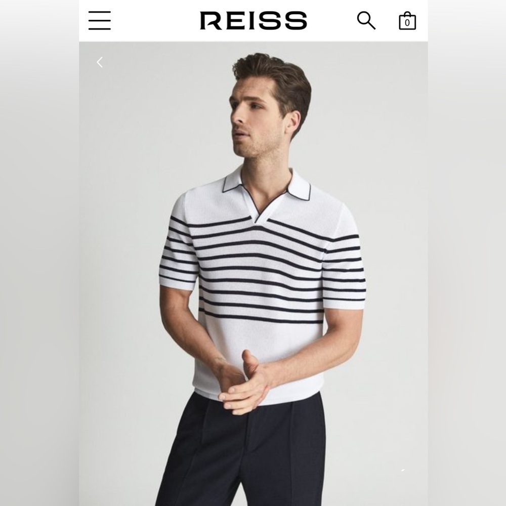 REISS ADMIRAL OPEN COLLAR POINTELLE POLO